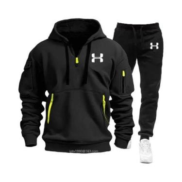 Imagem de Conjunto De Fitness Masculino Para Outono E Inverno Com Moletom Com Zí