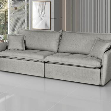 Imagem de Sofá Retrátil e Reclinável 240cm Linho Milano Grafite