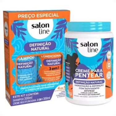 Imagem de Kit Salon Line Definição Natural: Shampoo, Creme Multifuncional 300ml 