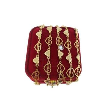 Imagem de Colar Corações 45cm Banhada a Ouro Luxjóias Premium - Luxjoias