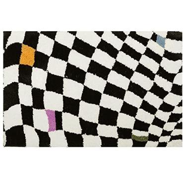 Imagem de Capacho xadrez xadrez, capacho de boas-vindas capacho preto e branco tapete xadrez xadrez (50×80#03)