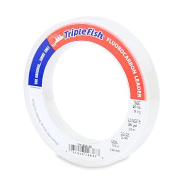 Imagem de Triple Fish Teste de 9 kg linha de pesca líder fluorocarbono, transparente, 0,40 mm/25 yd