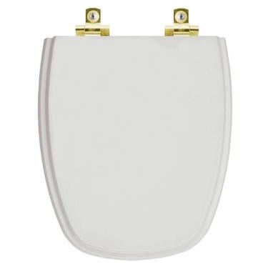 Imagem de Assento Sanitário Soft Close Monte Carlo Cinza Real Para Vaso Deca Com Ferragem Dourada