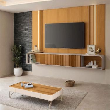 Imagem de Rack Painel Para Tv 85 Polegadas Kansas e Mesa de Centro Miami-EdeCasaMoveis