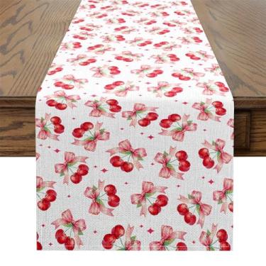 Imagem de jejeloiu Decoração De Mesa Jantar Com Laço Rosa Para Cozinha, Festa Em Casa, Corredor Cômoda Cerejeira Feminino Meninos E Meninas, Cachecóis, Corredores, Estilo Princesa Fofo, 33 Cm X 187