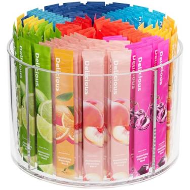 Imagem de Organizador de pacotes de bebidas dividido, organizador giratório para toca-discos, transparente e preguiçoso para mistura de bebidas em pó, suporte de pacote de bebida de água