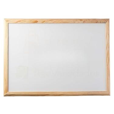 Imagem de Quadro Lousa Escolar Branco 80x60 Moldura em Madeira-Aplicável a escolas e crianças(Lousa 80x60 Com Apagador)