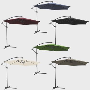 Imagem de Ombrelone Lateral Suspenso 3M Jardim de Alumínio com Base e Manivela Importway IWOBL-300