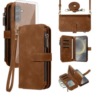 Imagem de Asuwish Capa de celular para Samsung Galaxy S24 Plus/S25 Plus S24+ S25+ 5G capa carteira com zíper com alça protetora de tela flip suporte para cartão de crédito S24Plus 24S + S 24 24+ S25Plus 25S 25+