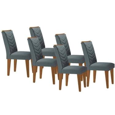 Imagem de Kit 6 Cadeiras De Cozinha Londrina 6 Un Capuccino Suede Grafite Rufato