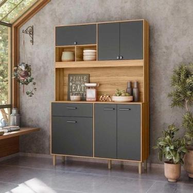 Imagem de Cozinha nicioli erva doce 120 freijo/chumbo 6 portas 1 gaveta