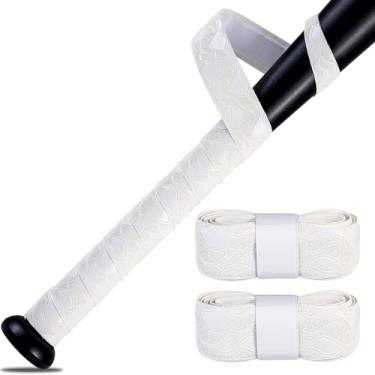 Imagem de 2 peças de fita adesiva de taco para beisebol/softbol, substituição de aderência de taco de beisebol pré-cortada e totalmente adesiva de 1,5 mm, fita antiderrapante para taco de softbol (branco puro)