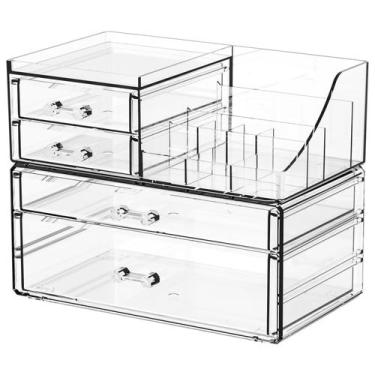 Imagem de Organizador de maquiagem Suoxing Clear Acrylic 4 Drawer Vanity
