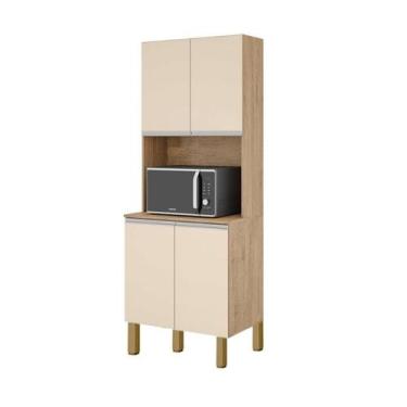 Imagem de Paneleiro Cozinha Isabela 4 Portas Amêndoa Off White - MILANI MOVELARI