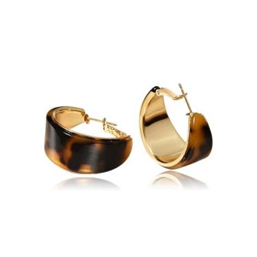 Imagem de Brincos de argola volumosos ovais com estampa de leopardo para mulheres, delicados, simples, acrílicos, marrom, bijuteria moderna para sua festa de namorada