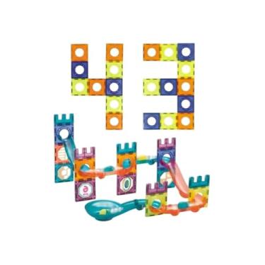 Imagem de Blocos de Montar Magnéticos, 54 Peças, Plástico Multicolorido, Brinquedo Educativo com Peças Translúcidas, para Crianças a partir de 3 Anos, 23x32x5,5cm