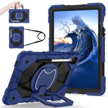 Imagem de YOUULAR Capa para tablet com alça de ombro para Samsung Galaxy Tab S10 Lite, capa protetora resistente à prova de choque com suporte, alça, alça de ombro para crianças, mulheres, homem, azul marinho