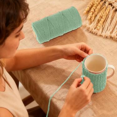 Imagem de Fio de algodão, corda artesanal macia para macramé, projetos de bricolage e muito mais, perfeita para pendurar na parede e decoração de casa