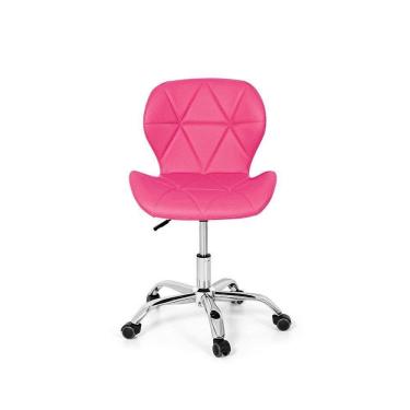 Imagem de Cadeira Escritório Slim Vegas Base Giratória Estofada Rosa