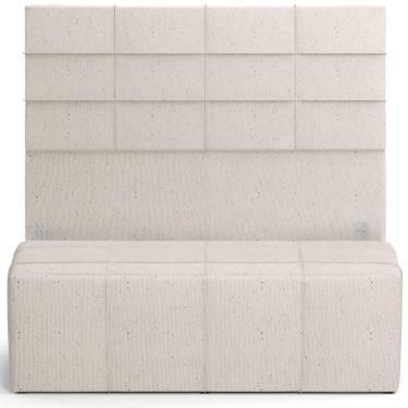 Imagem de Kit Cabeceira Cama Box King 195cm Com Calçadeira Roma W01 Linho Cru - Lyam