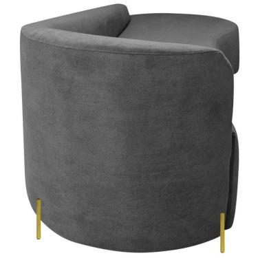 Imagem de Divã Recamier Orgânico França 220cm Lado Dir Pés Metal Dourado Bouclé Cor Cinza