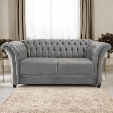 Imagem de Sofá Recamier Divã Chesterfield 175cm Sofia Suede Cinza Capitonê- Mabe Magazine