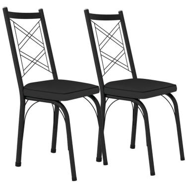 Imagem de Kit 2 Cadeiras Tubular Europa 143 Preto Assento Artef Preto