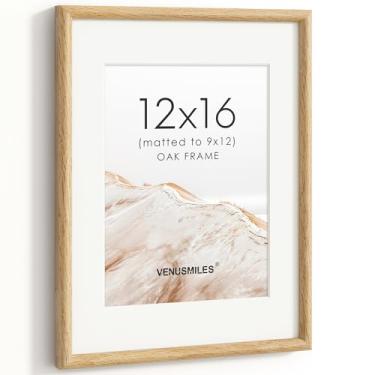 Imagem de Venusmiles Porta-retrato de 30 x 40 cm com tapete de 21 x 28 cm, moldura de madeira de carvalho natural com vidro temperado HD, encaixe duplo e tiras de espiga, exibição horizontal na vertical, 1