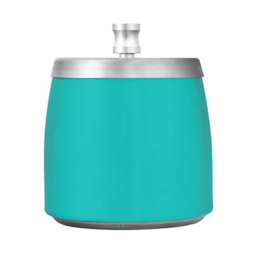 Imagem de Qilmy Cinzeiro de aço inoxidável de cor sólida verde liso com tampa - Cinzeiro de cigarro à prova de vento sem cheiro sem fumaça para casa, escritório, carro, pátio, varanda (uso interno e externo)