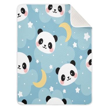 Imagem de Qilmy Cobertor de bebê panda 76 x 101 cm, cobertor infantil de algodão macio para meninos e meninas, cobertor leve e quente para berço e carrinho de bebê recém-nascido