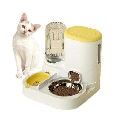Imagem de Comedouro e Bebedouro Automático para Gatos e Cães Pequenos – Dispenser de Água e Ração 2 em 1, Alimentação Inteligente(Amarelo)