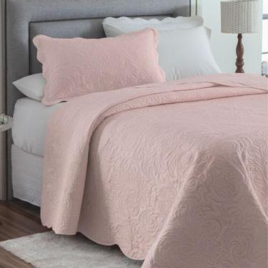 Imagem de Kit Cobre-Leito Colcha Solteiro2pçs 1,80m x 2,20m Dupla Face Cor:Rosa 