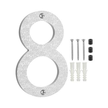 Imagem de PATIKIL Números de casa de 15 cm para o exterior, número 8 ABS textura de plástico flutuante número de casa moderna caixa de correio números de porta com kit de unhas para rua residencial ao ar livre