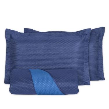 Imagem de Colcha Cobre Leito Casal Queen 3 Peças Dupla Face 200 Fios Matelado Ul