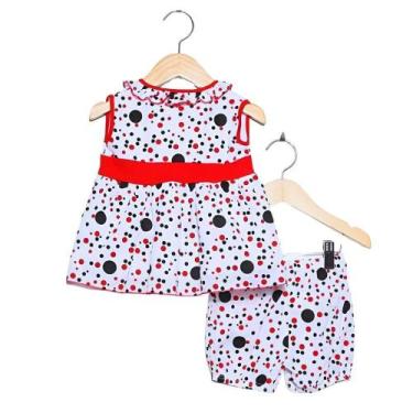 Imagem de Vestido Flamengo Bebê com Shorts e Tiara Oficial - Buba Toys, P, Branc