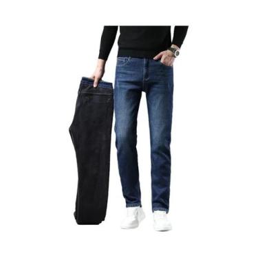 Imagem de Calças Jeans Slim Fit De Inverno Para Homens, Clássicas E Casuais, Em 