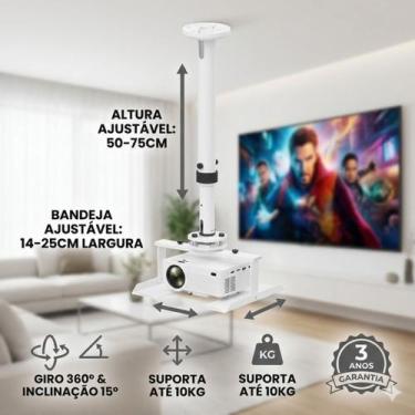 Imagem de Suporte de teto para projetor mini com bandeja até 10 kg com inclinaçã
