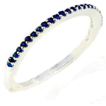 Imagem de Anel Prata Legitima Feminino Azul Aparador Aliança Cravejado - Lojas L