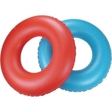 Imagem de Kit 2 Boias Infláveis Redonda Piscina Praia Azul E Vermelha - Holtter 