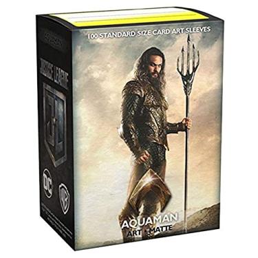 Imagem de Dragon Shield - Pacote individual com 100 capas para cartão de arte fosca da Liga da Justiça DC Aquaman