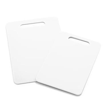 Imagem de GreenLife Conjunto de tábua de corte de 2 peças, conjunto de 20 x 30 cm e 25,4 x 35,5 cm, lavável na lava-louças, extra durável, branco