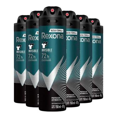 Imagem de Kit Desodorante Aerosol Rexona Invisible Men 150ml/90g - 6 Unidades
