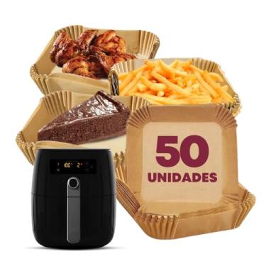 Imagem de Refil Descartável Papel Manteiga Forma Quadrada Para Airfryer Kit C/ 50 Unidades, Forro Antiaderente, Compatível Para Qualquer Air Fryer, Linha Premium RV Globi.
