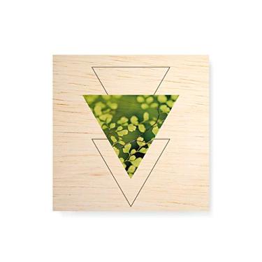 Imagem de Arte Maníacos Quadro decorativo com moldura caixa branca em Madeira - Folhas Geométrica Triângulo - 30x30cm