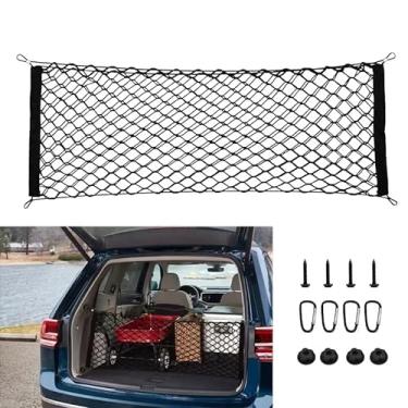 Imagem de Extensor de porta-malas de rede de carga de 89,9 cm x 39,9 cm, acessórios externos para carro, organizador de cama de caminhão de malha envelope, rede de armazenamento de porta-malas elástica