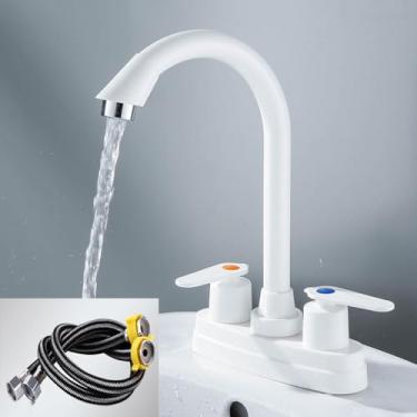 Imagem de Torneira simples para pia de banheiro, lavatório multiuso para cozinha e água fria com furo duplo misturado com alça dupla, tubo A plus 60 cm