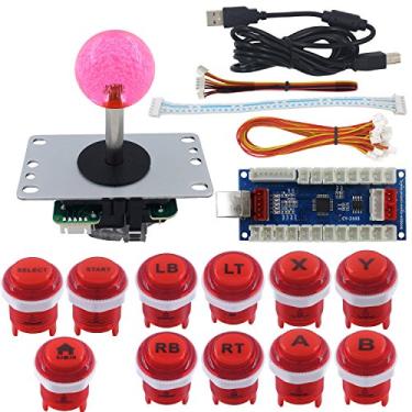 Imagem de SJ@JX Arcade Kit DIY Controlador PS3 10x Botão Zero Delay Codificador USB Teclado Mecânico Microswitch 4/8 Way Joystick para PC, PS3, Xbox, Framboesa, MAME, NES, Retropie