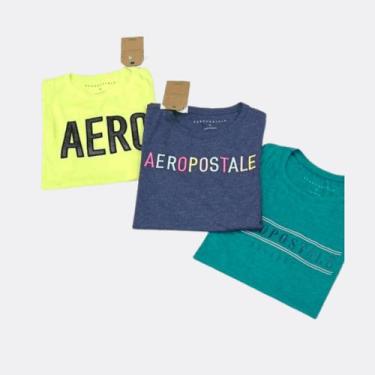 Imagem de Kit 3 Camisetas Feminina Estampa Manga Curta Aeropostale - 458 - Aérop