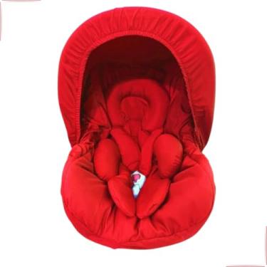 Imagem de Kit 5 peças para bebê conforto Capa Protetor Cinto Capota Redutor 0-13 kg Galzerano Cosco Burigotto (Vermelho)