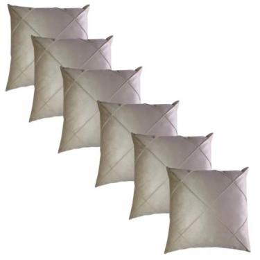 Imagem de Kit 06 Capas de Almofada Suede Drapeada 45x45cm Decorativas Sala Quart